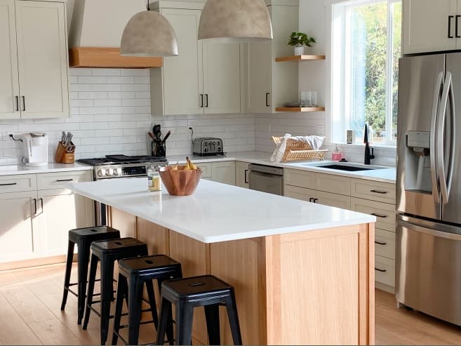 A kitchen with custom cabinets